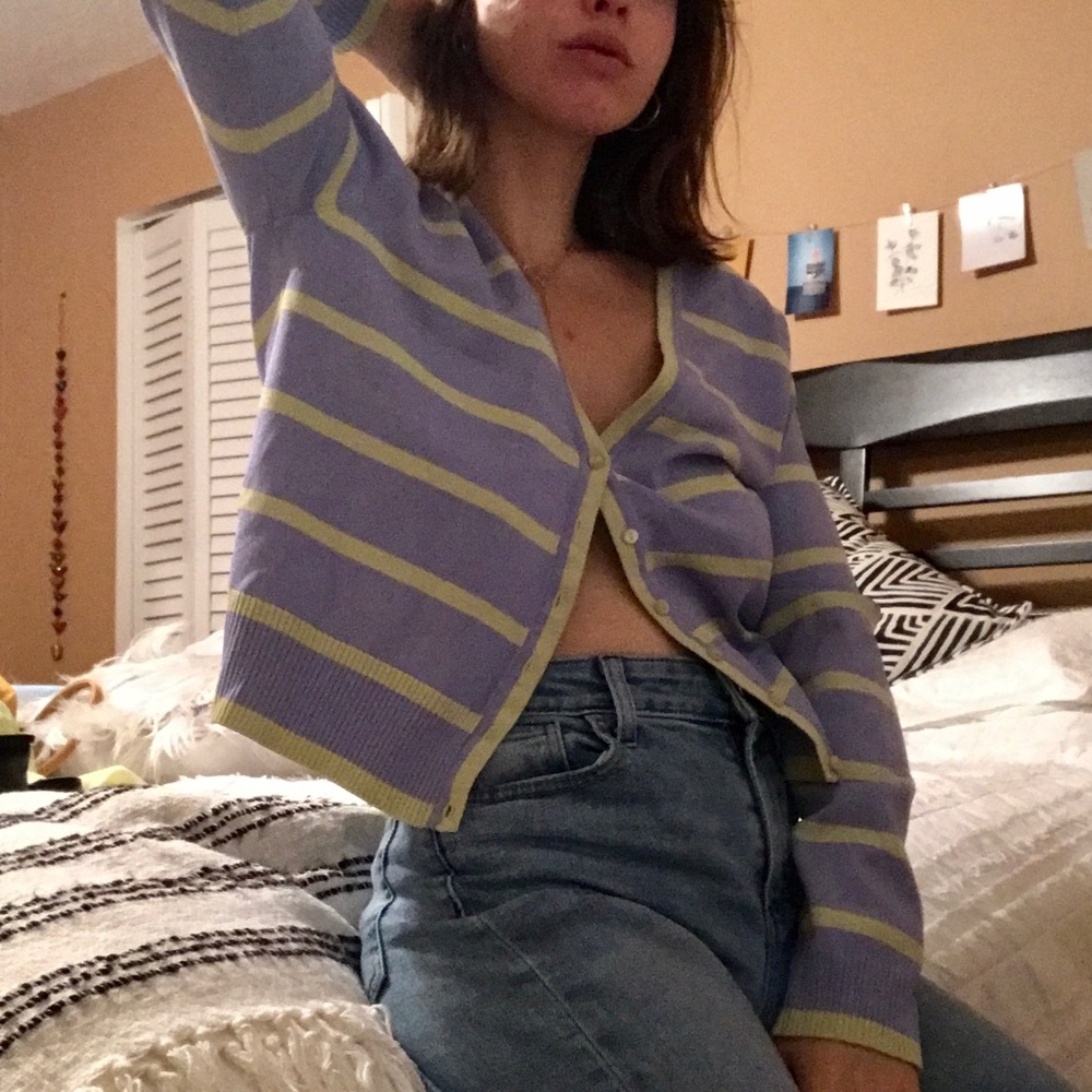 Vintage Purple and Green Cardigan